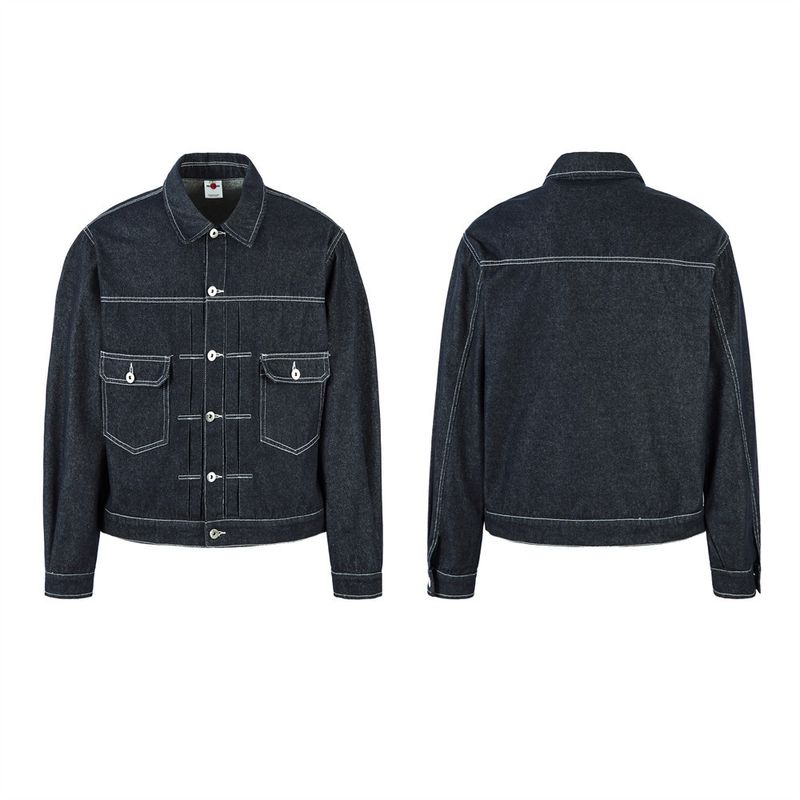 Men's Distressed Denim Jacket With Contrast Stitching - Oversized Streetwear Style For Spring & Fall - Lightweight Cotton Casual Coat (Blue)_voghion.com