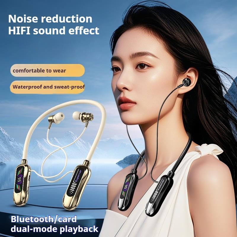 Cuffie Bluetooth wireless con archetto da collo, display LED, suono stereo a forma di auto sportiva, auricolari magnetici in-ear, auricolari sportivi per giocatori_voghion.com