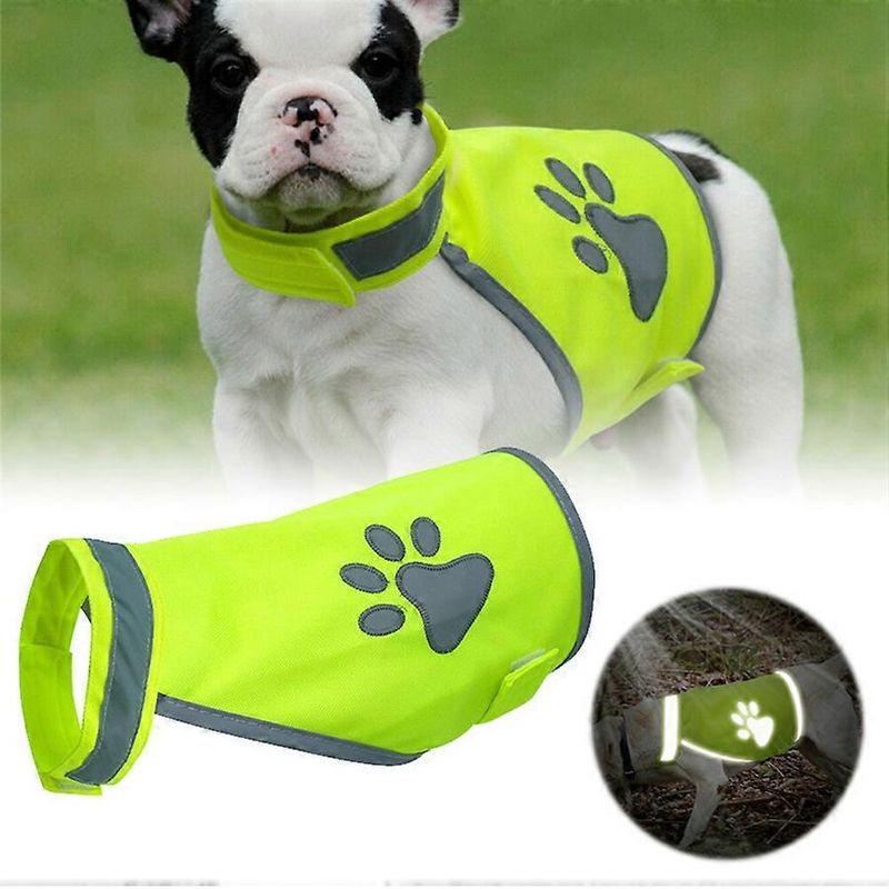 Novo colete refletivo verde fluorescente de alta visibilidade para cães, colete de segurança para cães que pode ser visto durante atividades ao ar livre, dia e noite, tamanho M_voghion.com