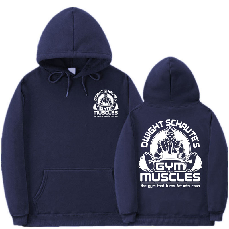 Dwight Schrute's Gym for Muscles The Gym Tha That Turns Fat Into Cash Doppelseitig bedruckter Kapuzenpullover für Herren und Damen in Übergröße_voghion.com