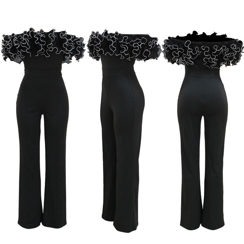 Abbigliamento da donna tuta sexy attillata in pizzo con volant e colletto a una linea_voghion.com