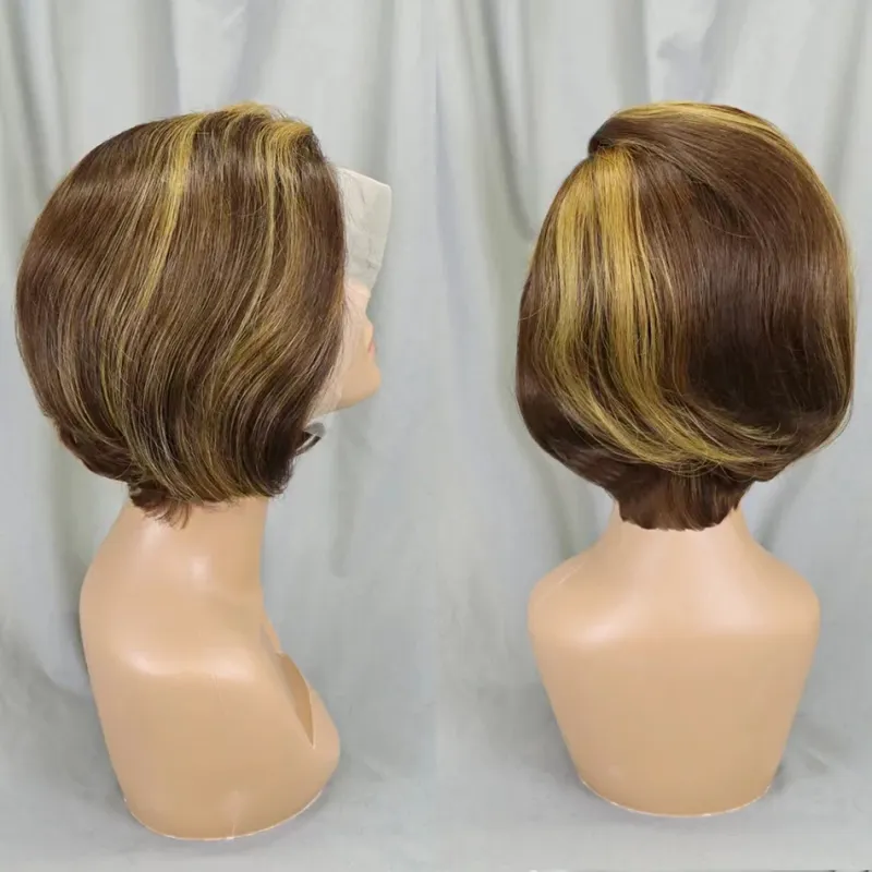 Pixie Cut Lace Front Menselijk Haar Bob Pruik Voorgeplukt Babyhaar 13X4 Transparant voor Zwarte Vrouwen_voghion.com