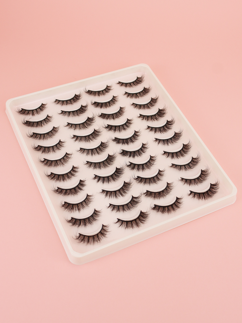 Cils en fibres chimiques 3D chauds, boucles stéréo naturelles, 20 paires de faux cils de plus que les cils plats_voghion.com