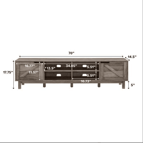 Rustic Barndoor Open-Storage TV Stand For TVs Up To 80 Inches_voghion.com