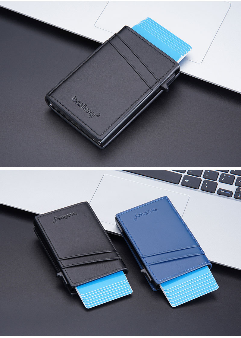 New anti-magnetic men's card holder BaellerryRFID simple multi-card side push aluminum box card holder card holder men_voghion.com