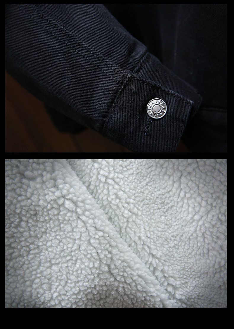 Herrenbekleidung Winter Plus Fleecekragen Jeansjacke Slim Fit Große Größe Baumwollmantel_voghion.com