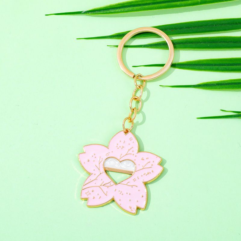 Popolare piccolo portachiavi con fiore di ciliegio fresco rosa, amore, ragazza carina, ciondolo in lega di zinco, vendita calda_voghion.com