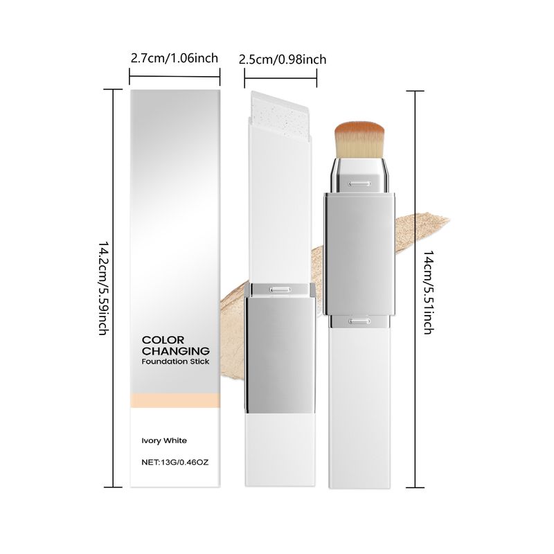 Elfenbeinweißer 2-in-1-Foundation-Stick mit Farbwechsel, leicht, feuchtigkeitsspendend, matt, klar und natürlichem Finish_voghion.com