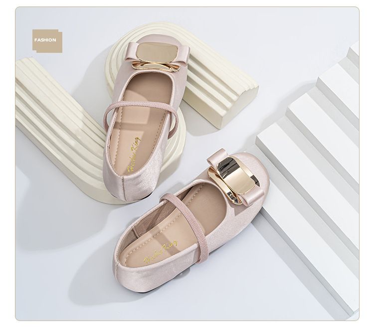 Kinderschuhe, flache Sohle, rosa Ballettschuhe, Satin, Retro-Performance, Mary Jane, quadratische Zehenpartie, weiche Sohle, ein Riemen, Mädchenschuhe_voghion.com