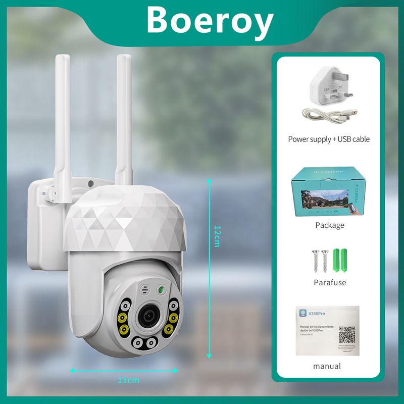 V380 Pro 2MP HD Utendørskamera Mer LED-lys Sikkerhet WiFi Vanntett Støvtett Smarthjem Nattsyn Telefonapp_voghion.com