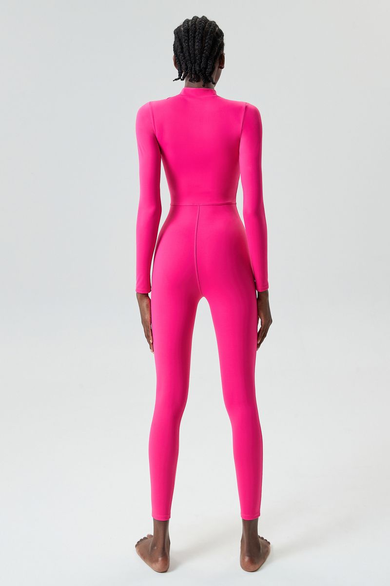 Combinaison Nuotan sexy haut de gamme New2024, combinaison de fitness moulante à fermeture éclair pour femmes, combinaison de danse à col ouvert à manches longues à séchage rapide_voghion.com