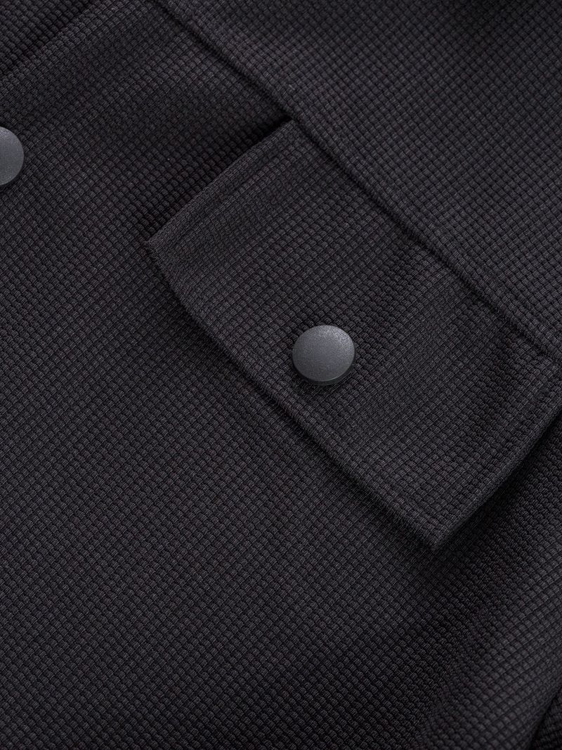 Men's Waffle-Knit Long Sleeve Jacket – Lightweight Casual Open Front Coat With Pockets, Solid Color Loungewear For Fall (S-Xxxl)_voghion.com