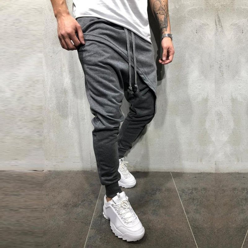 Jogger Low Crotch Men Harem Mid-rise Double Layer Pants_voghion.com