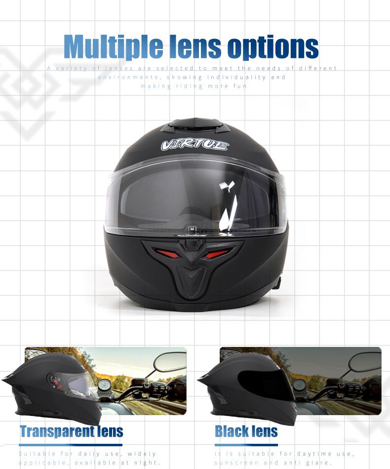 Casque de moto électrique hommes et femmes grande queue double miroir casque intégral DOT_voghion.com