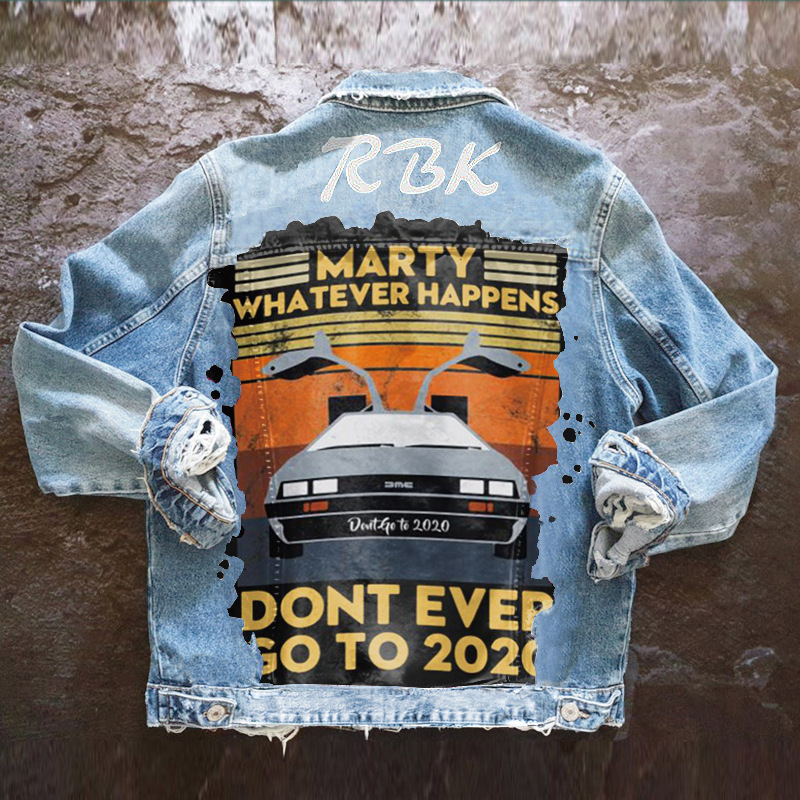 Damjacka i autostil Casual Modetryckt jeansjacka Långärmad damjacka_voghion.com