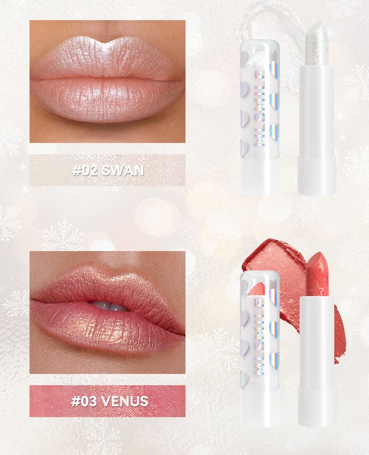 MLSMILE 6 Color Star Pearl Lipstick Moisturizing Easy To Color Fine Shimmer White Valentine's Day Lipstick Lipstick_voghion.com