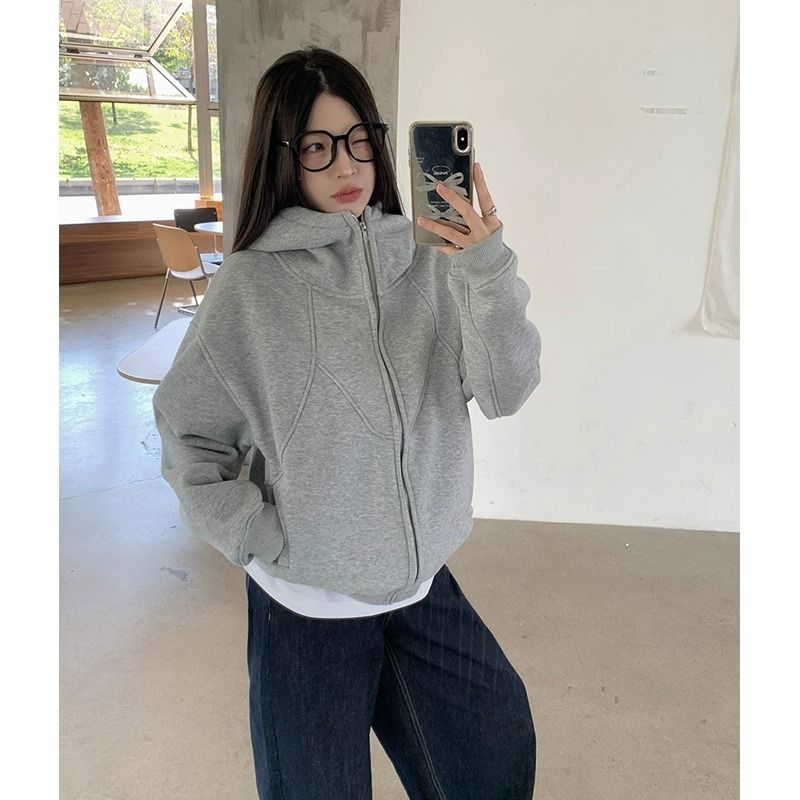 Herbst Winter American High Street Dekonstruierter Rollkragenpullover Hoodie Jacke Mantel Herren Boxy Short Wide Cardigan Zipper_voghion.com