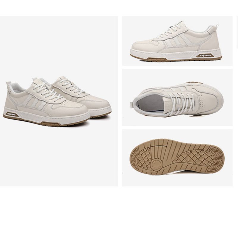 Genuine Leather Fall/Winter New Arrival White Men's Casual Sneakers Stylish And Versatile_voghion.com