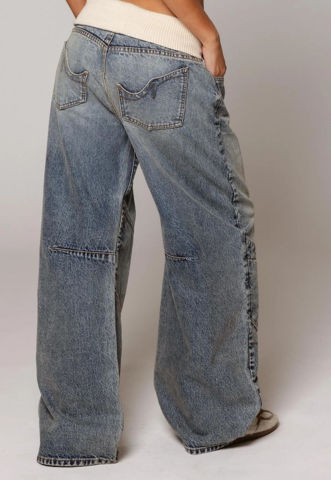 Jean bleu délavé style rétro américain pour homme et femme, coupe droite et ample, style décontracté_voghion.com
