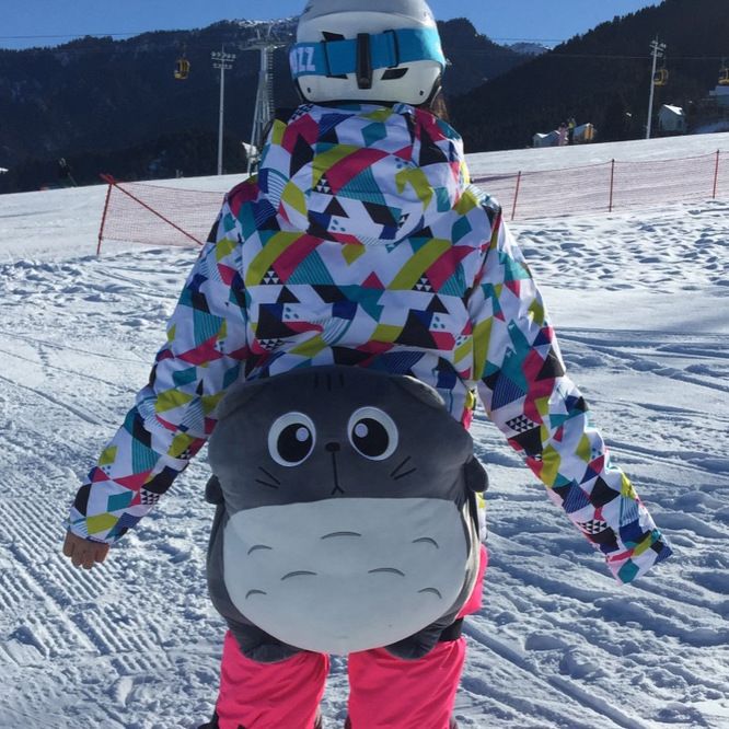 Conjunto de protetores de esqui com animais fofos - Proteção para joelhos e quadris para crianças e adultos. Desenhos de urso polar, Totoro, Pikachu e panda. Acolchoamento de espuma macia para esqui e snowboard._voghion.com