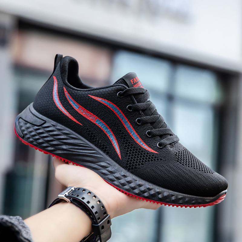 New Men's Trendy Mesh Breathable Casual Sneakers Lace-up Soft Sole Low-top Running Shoes_voghion.com