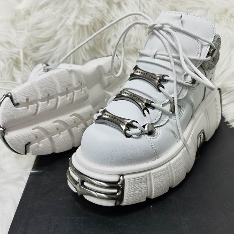 Lederschuhe mit Schnürung im Punk-Stil für Damen_voghion.com