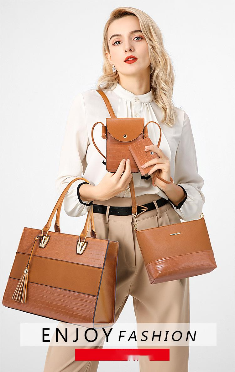 Borsa a tracolla Nuova borsa a tracolla alla moda e alla moda Borsa da donna a quattro pezzi con motivo a coccodrillo retrò_voghion.com