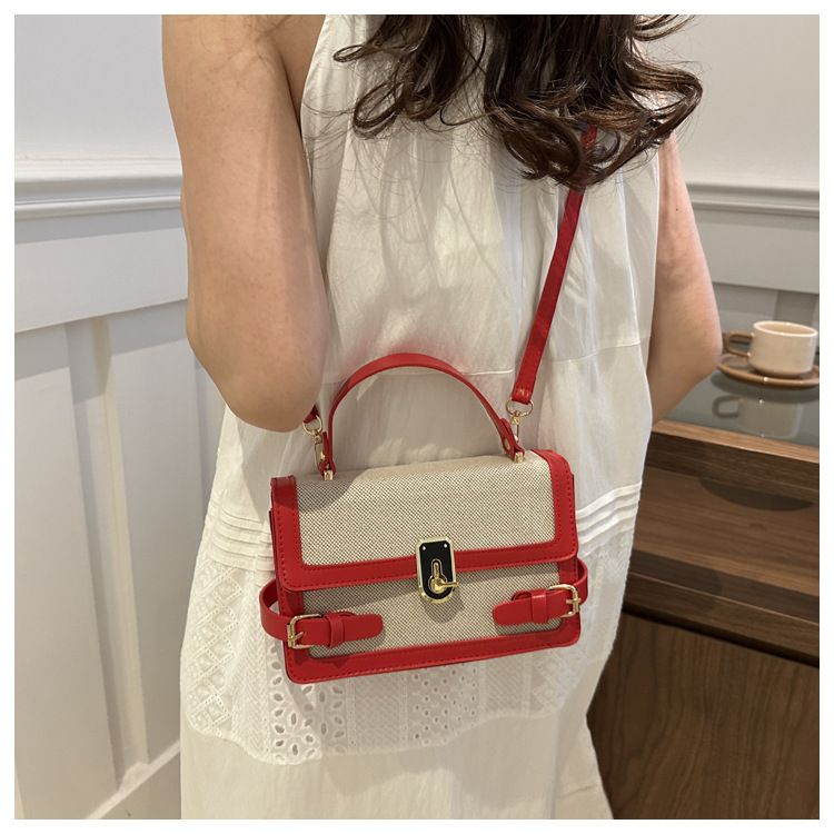 Contrasterende kleur Stijlvolle Ins Hand Held Single Shoulder Crossbody Dames Kleine Vierkante Tas_voghion.com