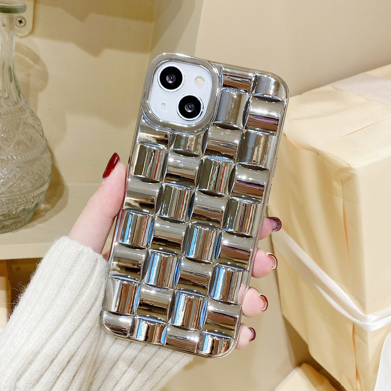Mobile phone case square woven pattern suitable for iPhone14promax mobile phone case Apple 13/11 electroplating Samsung s22 soft_voghion.com