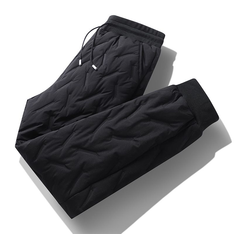 "Men's Fleece-Lined Winter Pants – Thickened Polyester Thermal Joggers With Elastic Waist (Black, M-5XL)"_voghion.com