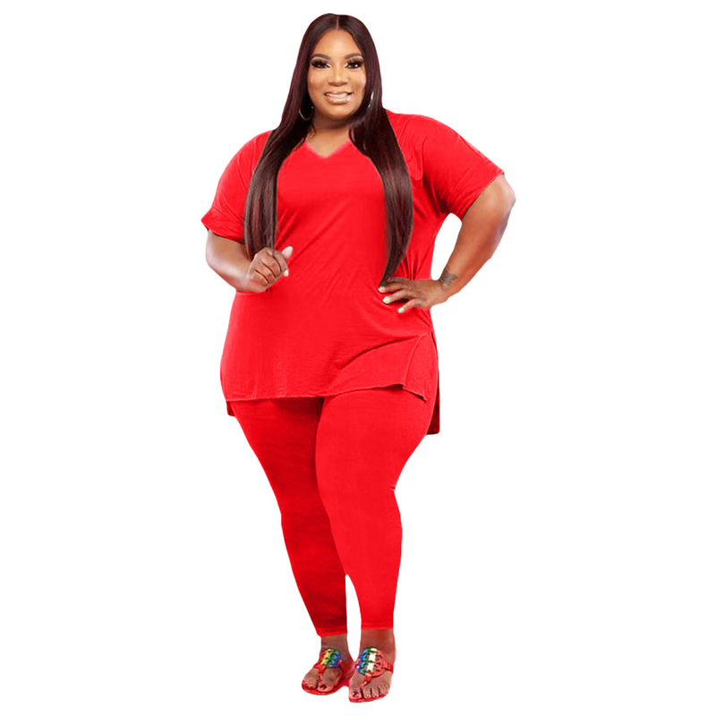 Women's Clothing Independent Site Large Size Fashion Letter Printed Color Two-piece Set_voghion.com