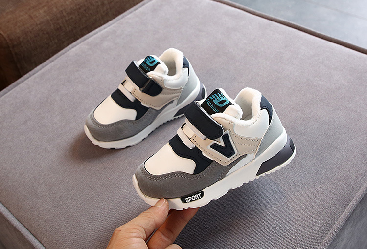 Child's shoes Add cotton new simple classic color matching children's warm sneakers_voghion.com