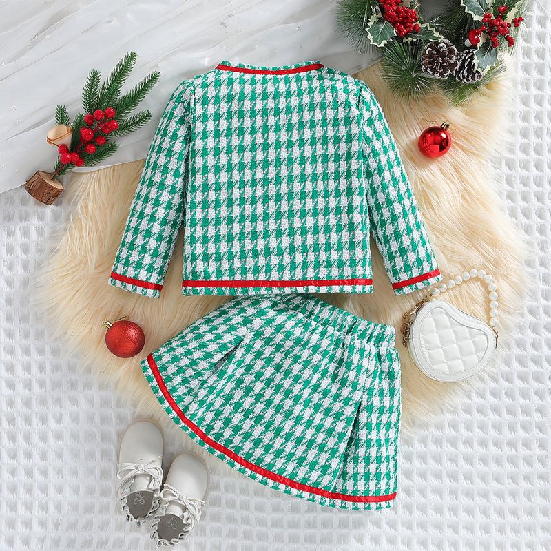 Παιδικά ρούχα SAMGAMIBAYNS για κορίτσια, φθινοπωρινό και χειμωνιάτικο σετ, μικρό, αρωματικό, καρό μπουφάν με μακριά μανίκια_voghion.com