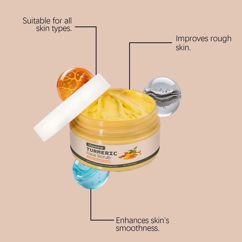 Viareline Turmeric Exfoliating Facial Scrub Gentle Cleansing Softening Nourishing Moisturizing Hydrating Body Balm_voghion.com