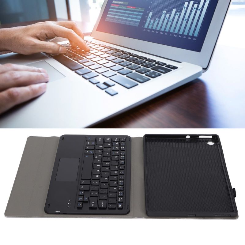 Black Wireless Removable Keyboard Touchpad Computer Accessories With PU Leat HOT_voghion.com