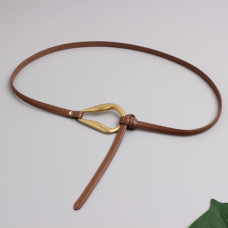 Ceinture fine en cuir véritable pour femmes, nouvelle boucle en fer à cheval, costume décoratif coréen polyvalent, manteau, robe pull, à la mode et simple, nouvelle collection_voghion.com