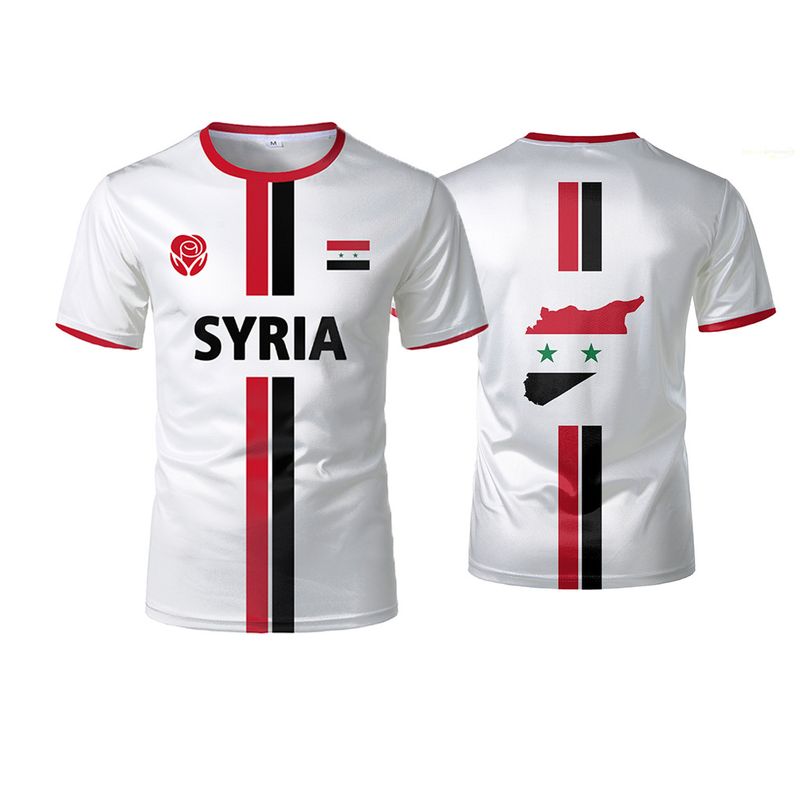 Maglietta da calcio siriana da uomo, sportiva, da strada, unisex, casual, Y2K, in poliestere, con scollo tondo e maniche corte_voghion.com