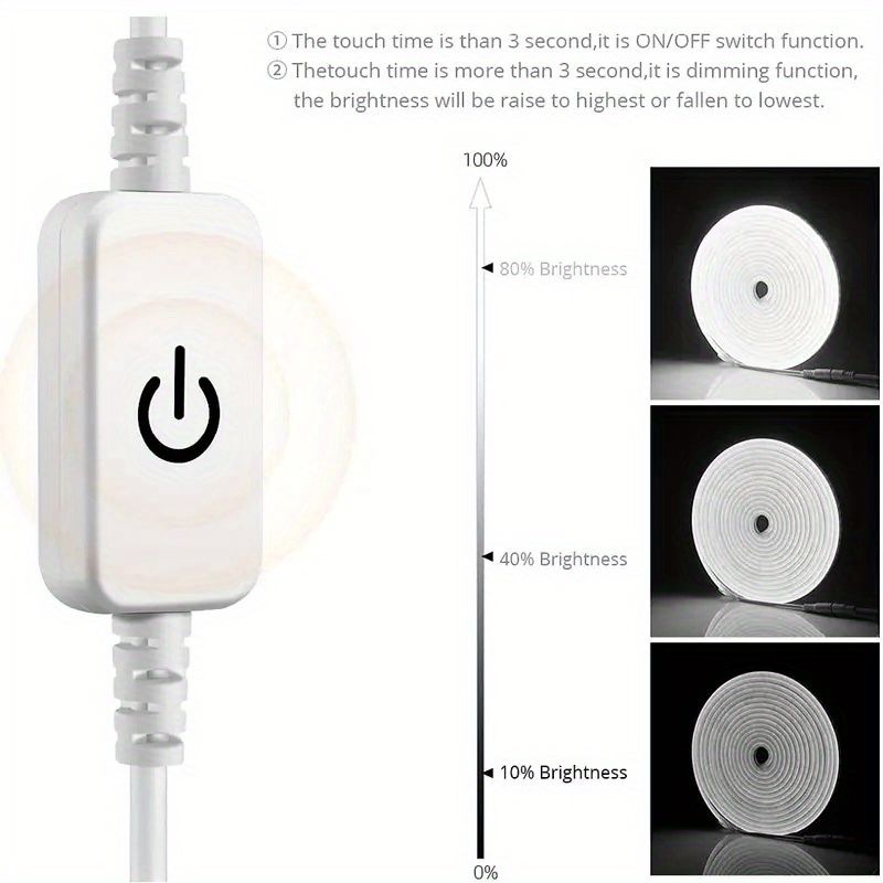 Fita de LED neon com sensor de toque, USB DC 5V, regulável, flexível, silicone, à prova d'água, para decoração de casa e ambientes externos_voghion.com
