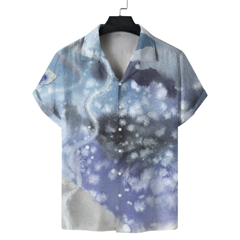 2023 Fashion Resort Freizeit bedrucktes Herrenhemd mit geometrischem Muster_voghion.com