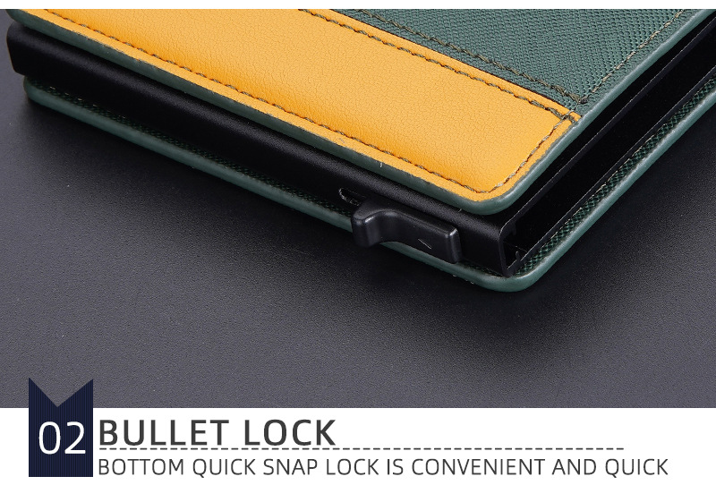 Neu Tasche Herren Baellerry Kontrast Farbe RFID Anti Magnetische Seite Push Bullet Box Neutral Karte Leder Clip_voghion.com
