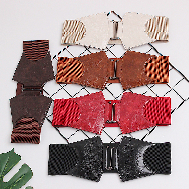 Gürtel für Damen, Rock, dekoratives Kleid, Taillendesign, unregelmäßig breiter Bund, Rüschen, elastischer Gummizug_voghion.com