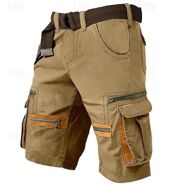 Pantaloni cargo estivi traspiranti da uomo, multitasche, da esterno, a sette quarti, senza cintura_voghion.com