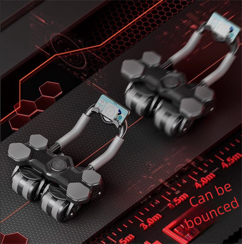 Supporto per gomito con rimbalzo automatico, ruota per muscoli addominali a quattro ruote, attrezzatura per il fitness per la perdita di grasso addominale per uso domestico_voghion.com