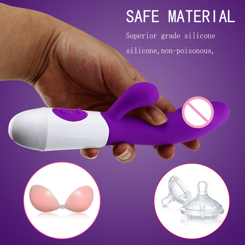 Dildo ricaricabile, vibratore a coniglio, doppia vibrazione, massaggiatore per punto G, AV stick, giocattoli sessuali per donne e donne_voghion.com
