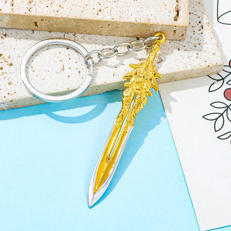 Domineering Golden Dragon-patterned Sword Keychain, Small Metal Pendant, Creative Key Decoration Pendant Is Hot_voghion.com