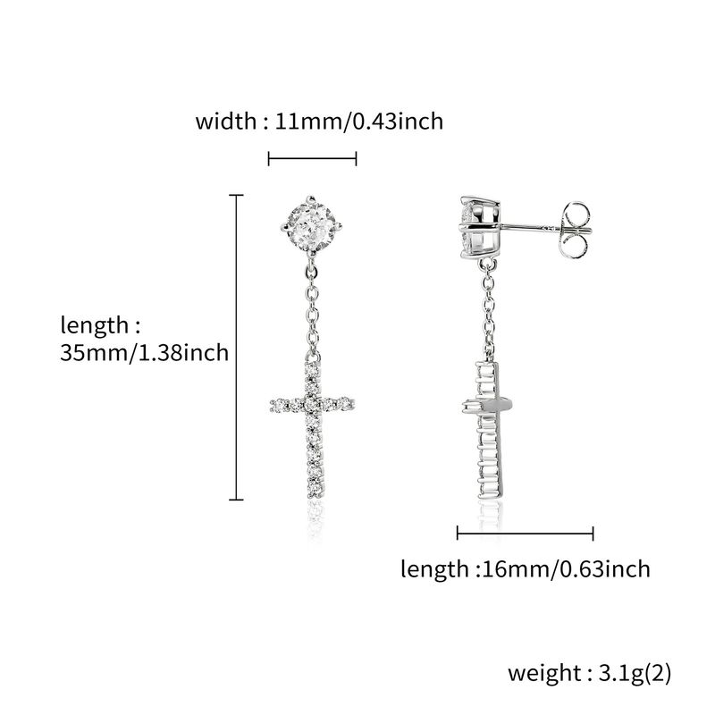 FOUR CLAW - Diamant-Kreuz-Ohrringe mit langer Kette (Hip-Hop-Luxusschmuck, Unisex-Trend, Verkaufsschlager)_voghion.com