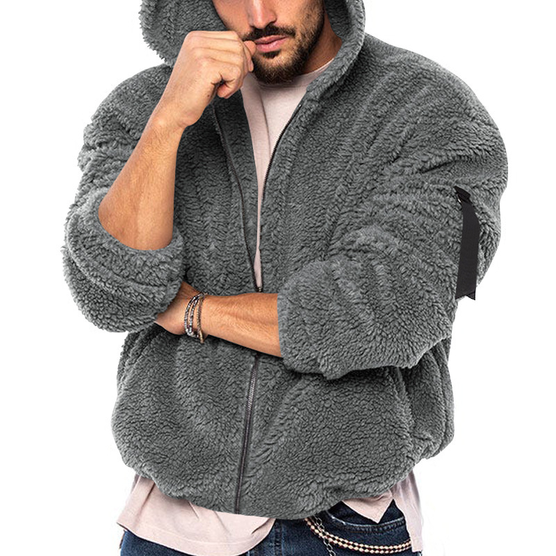 Men's wear thermal jacket double sided arctic fleece hooded zipper jacket_voghion.com