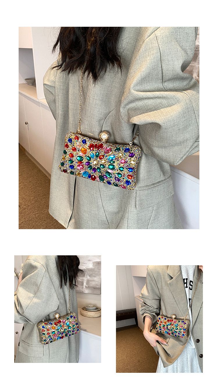 Väskor Damväskor 2004 nya modefärgade diamanter snygg axelväska ins textur crossbody chain box väska_voghion.com