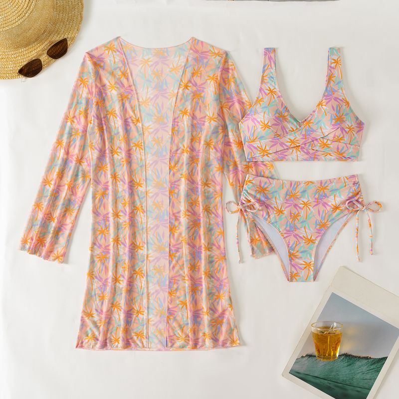 Women's Clothing Color Printed Women's Swimsuit Bikini Bikini Three Piece Women's Swimsuit_voghion.com