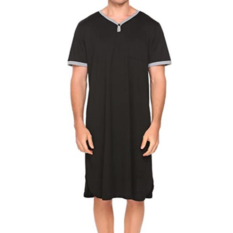 Dünnes und längliches Modal-Nachthemd, lockerer, hautfreundlicher Pyjama mit kurzen Ärmeln, Herren-T-Shirts, Heimkleidung_voghion.com